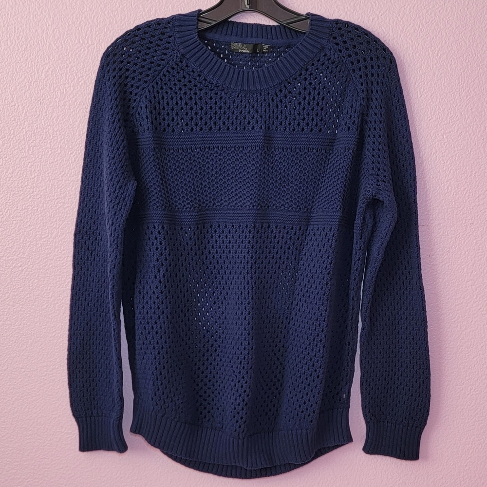 PrAna Navy  Mesh Sweater / L.